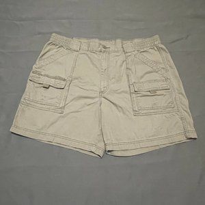 St. John's Bay Men's Size 42 Flat Front Solid Beige Cargo Pockets Shorts